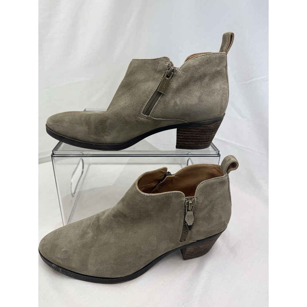 Vionic Cecily Womens 9.5 Brown Suede Ankle Bootie Side Zip Waterproof Boot
